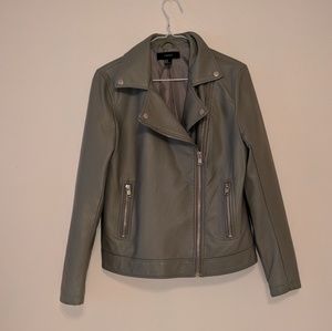 Light green leather biker jacket